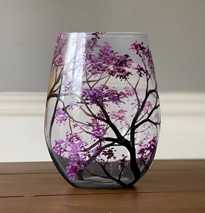Colorful Tree Wine Glasses - Hand Painted Design