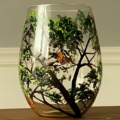 Colorful Tree Wine Glasses - Hand Painted Design