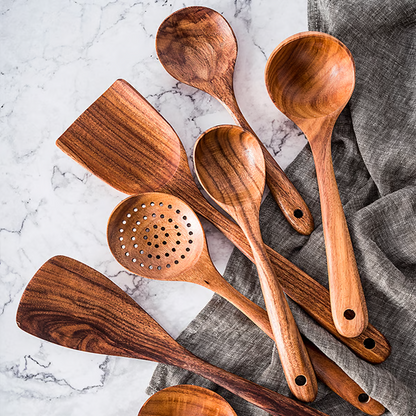 Eco Friendly Wooden Kitchen Utensils Set - Halri