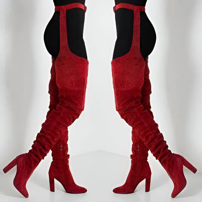 Trendy Suede Over Knee High Heel Boots