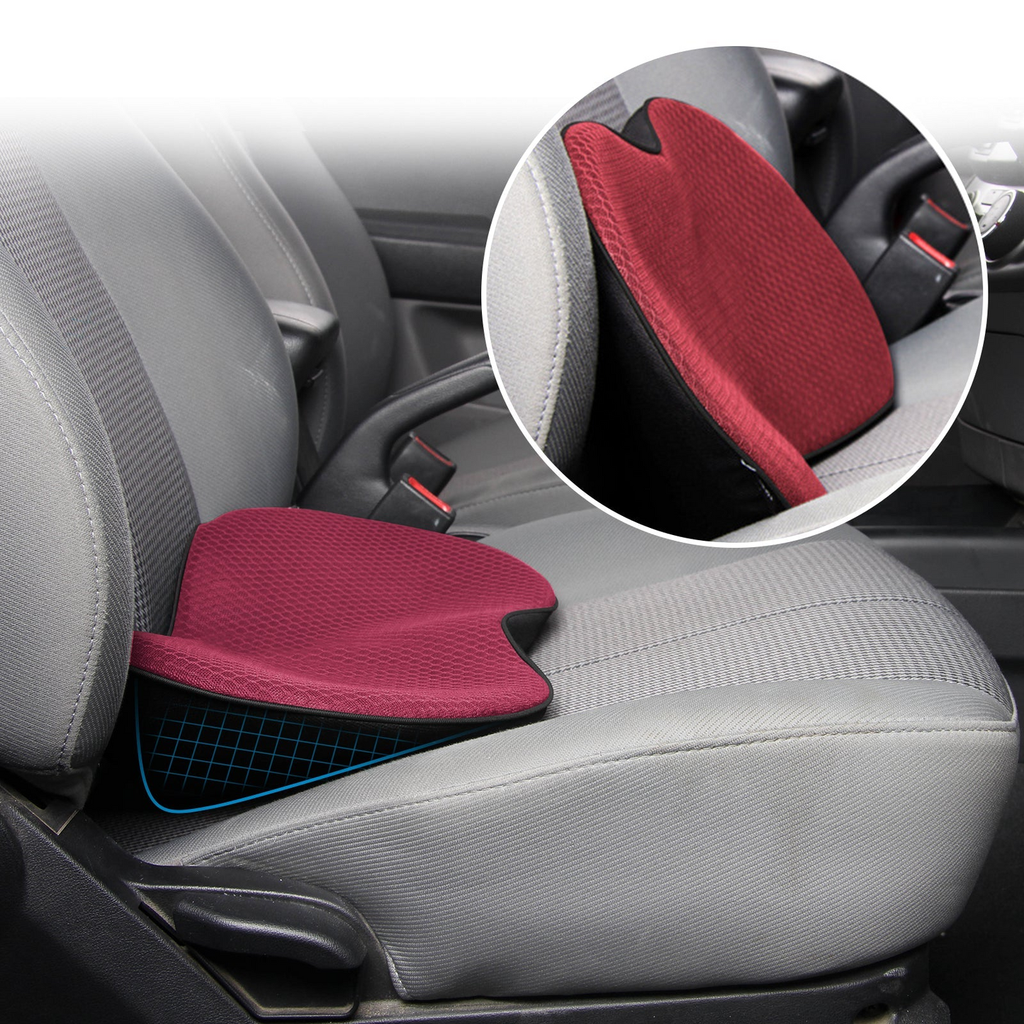 Comfortable Car Seat Cushion for Adults - Support Booster Pad