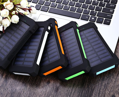 Slim Waterproof Portable Solar Charger with LED Flashlight