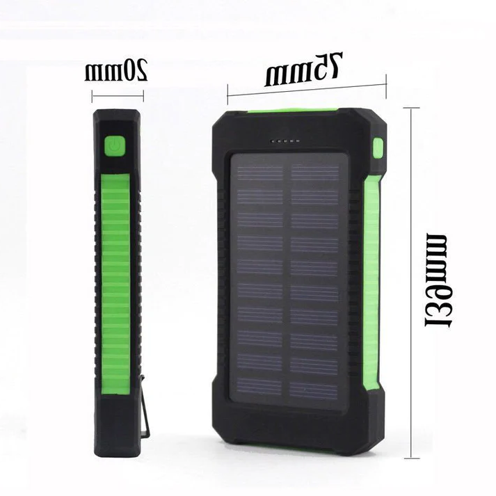 Slim Waterproof Portable Solar Charger with LED Flashlight