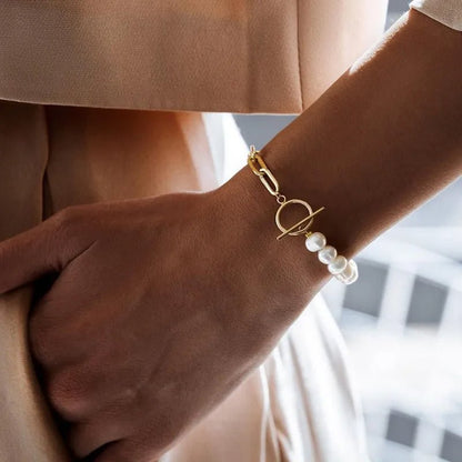 Simple Pearl Chain Mixed Necklace Bracelet