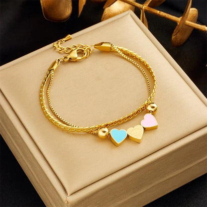 Sweetheart Heart Necklace and Bracelet Set
