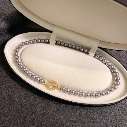 Elegant Pearl Circle Pendant Set Necklace and Bracelet