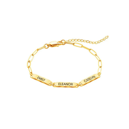 Customizable Family Name Paperclip Charm Bracelet