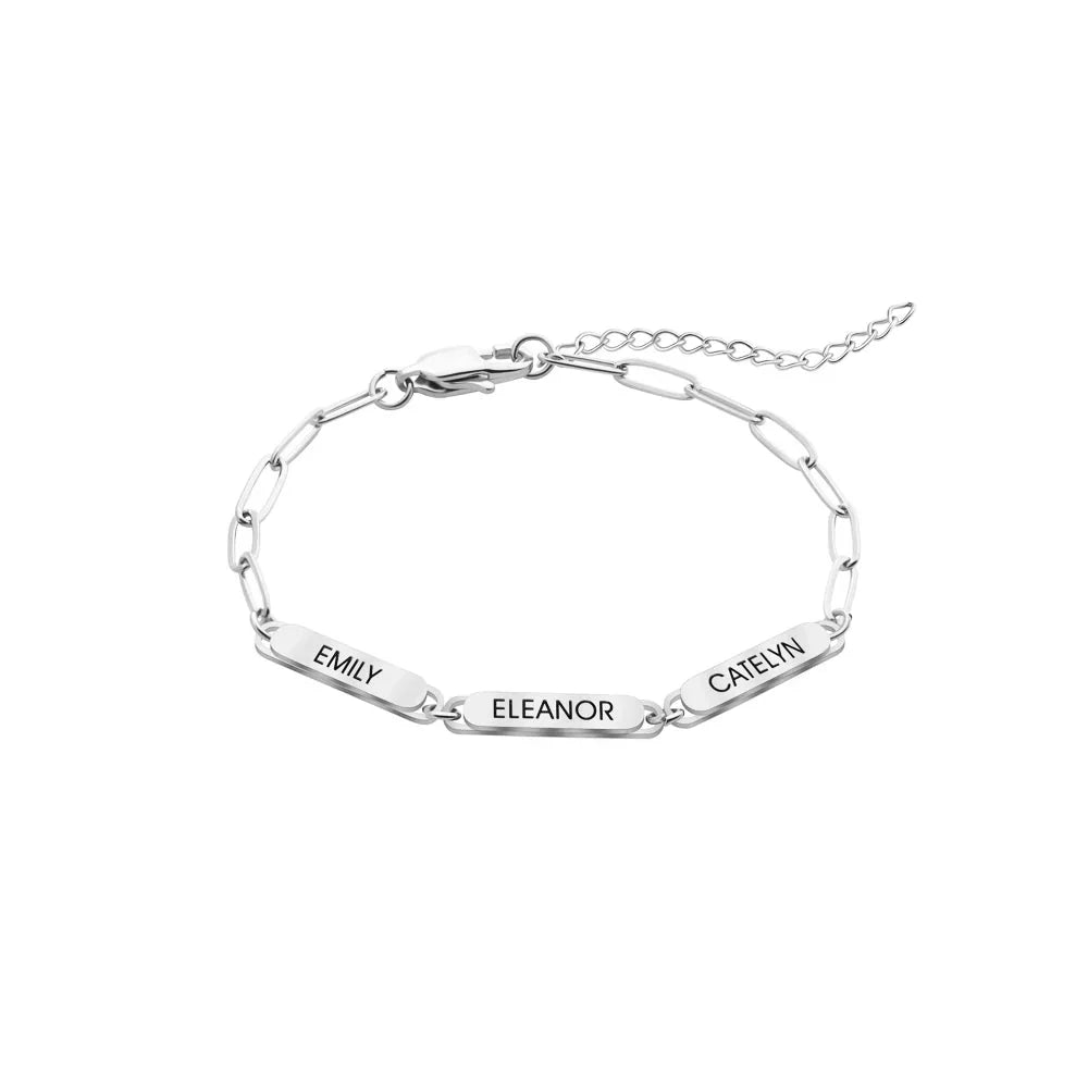 Customizable Family Name Paperclip Charm Bracelet