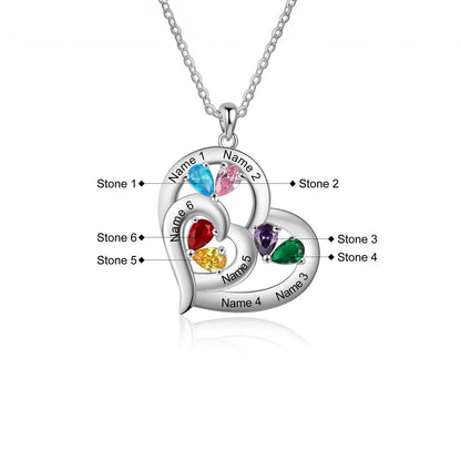 Customized Birthstone Heart Pendant Necklace