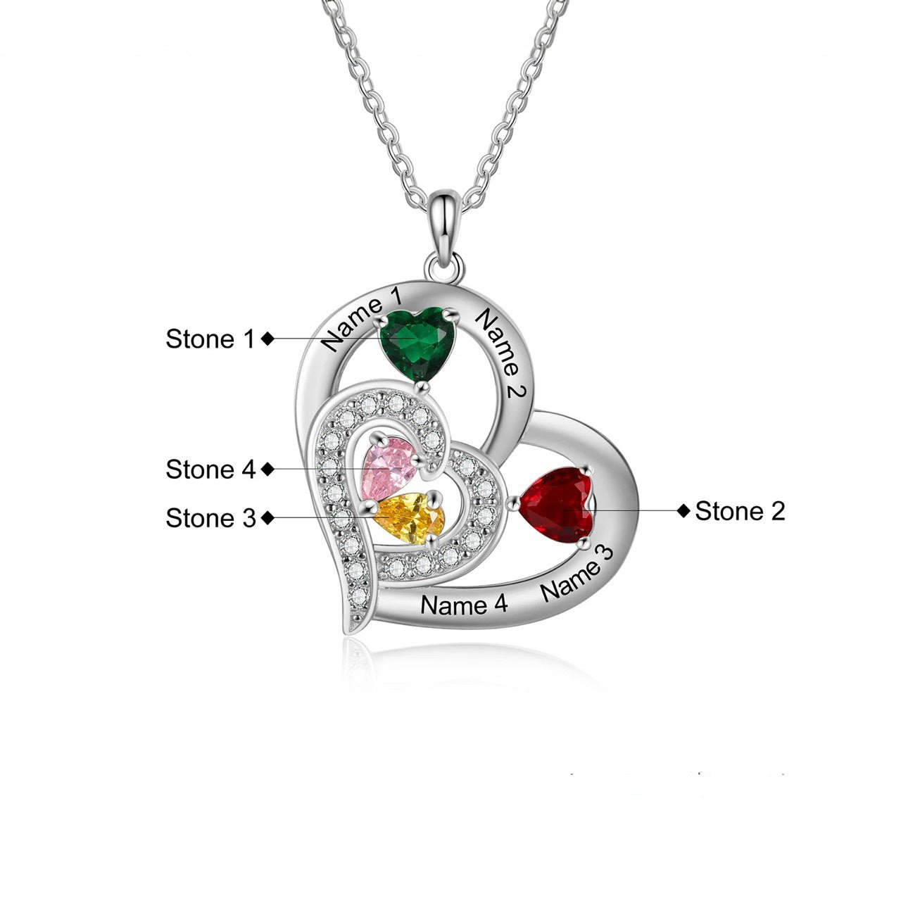 Customized Birthstone Heart Pendant Necklace