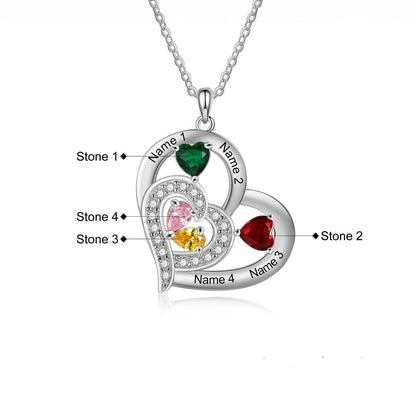 Customized Birthstone Heart Pendant Necklace