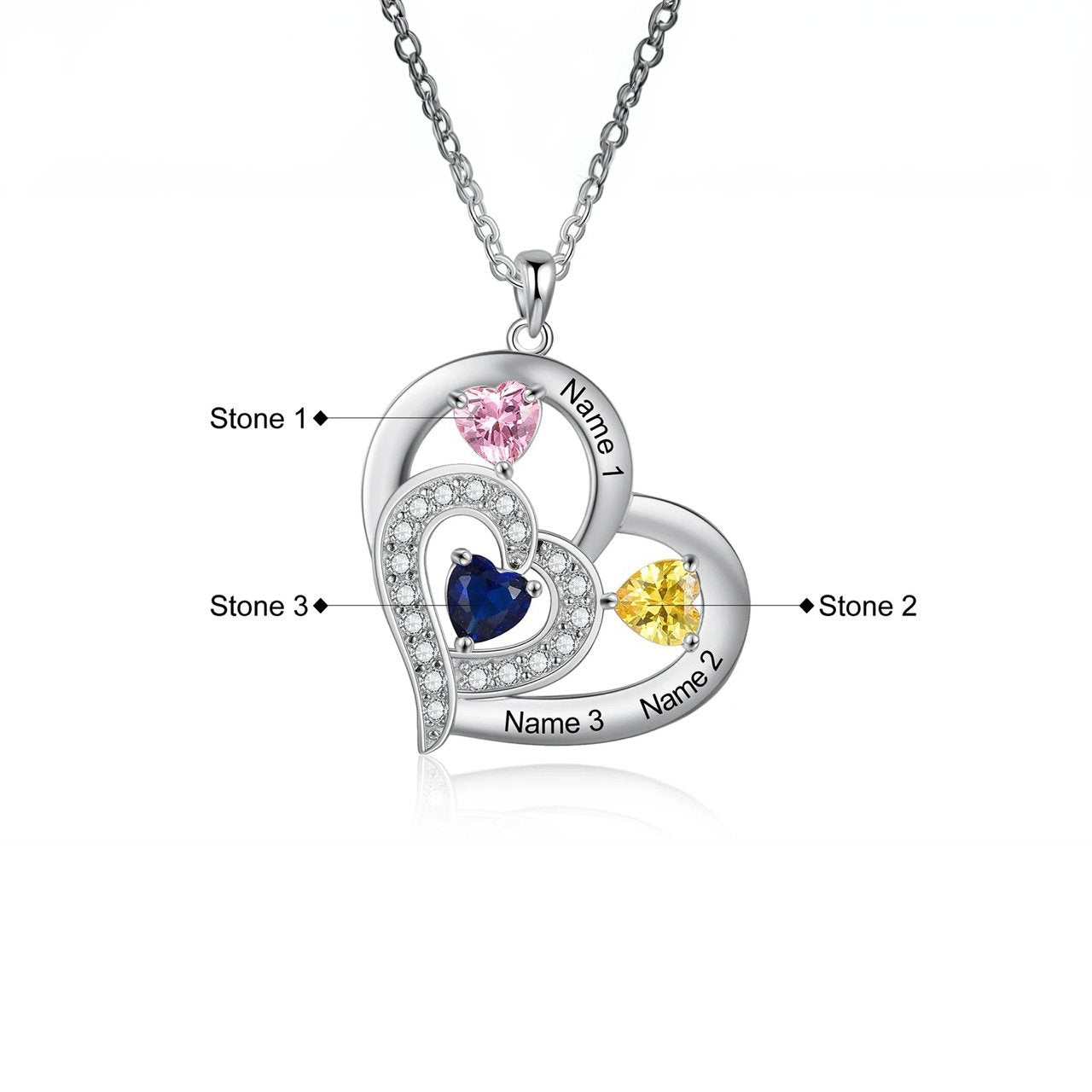 Customized Birthstone Heart Pendant Necklace