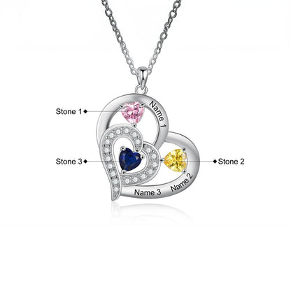 Customized Birthstone Heart Pendant Necklace