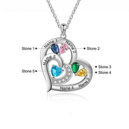 Customized Birthstone Heart Pendant Necklace