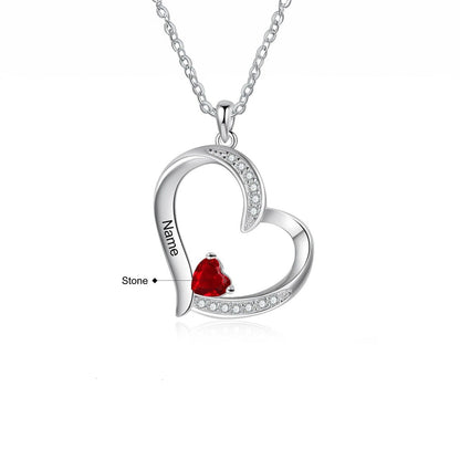 Customized Birthstone Heart Pendant Necklace - Halri