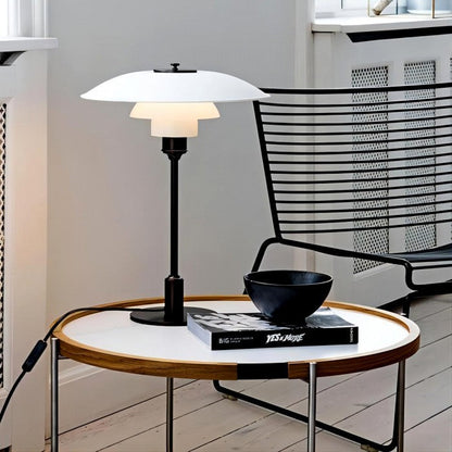 Sleek Metal Glass Desk Lamp Contemporary Style - Halri