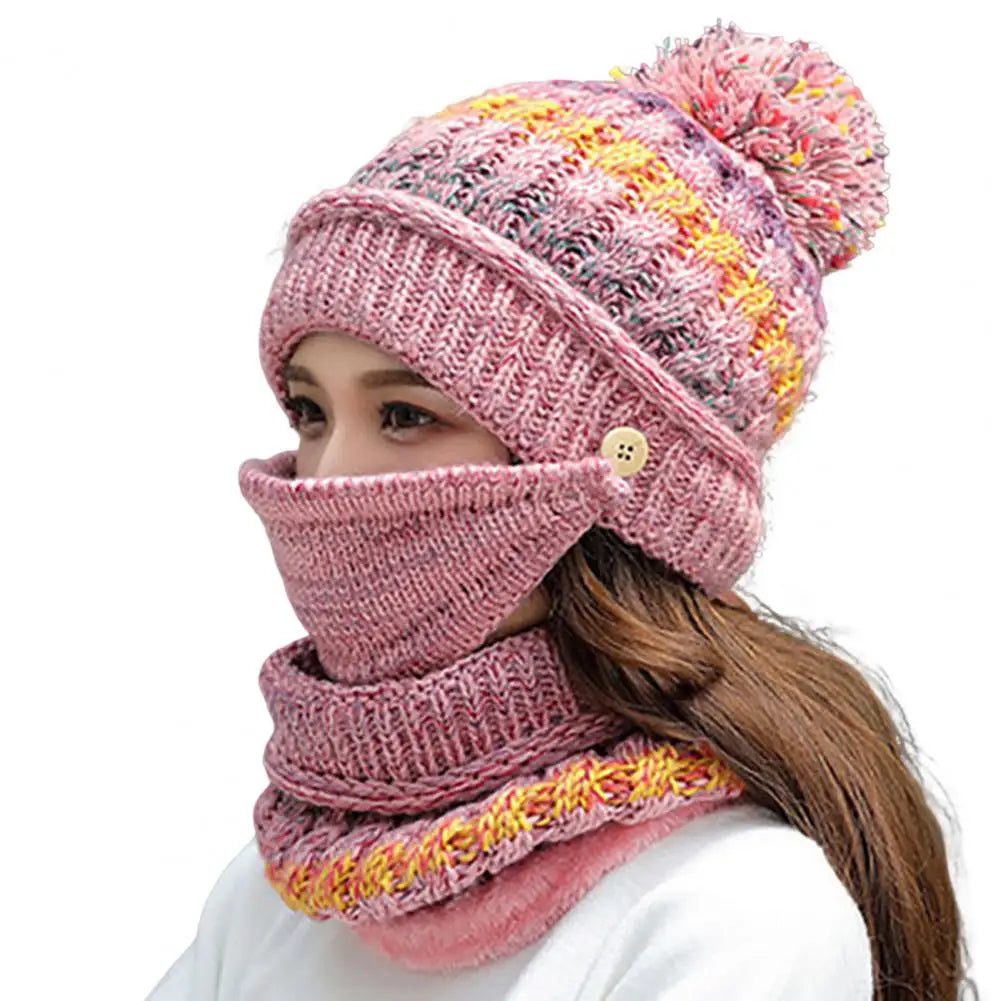 Warm Knit Beanie Scarf Set with Soft Lining