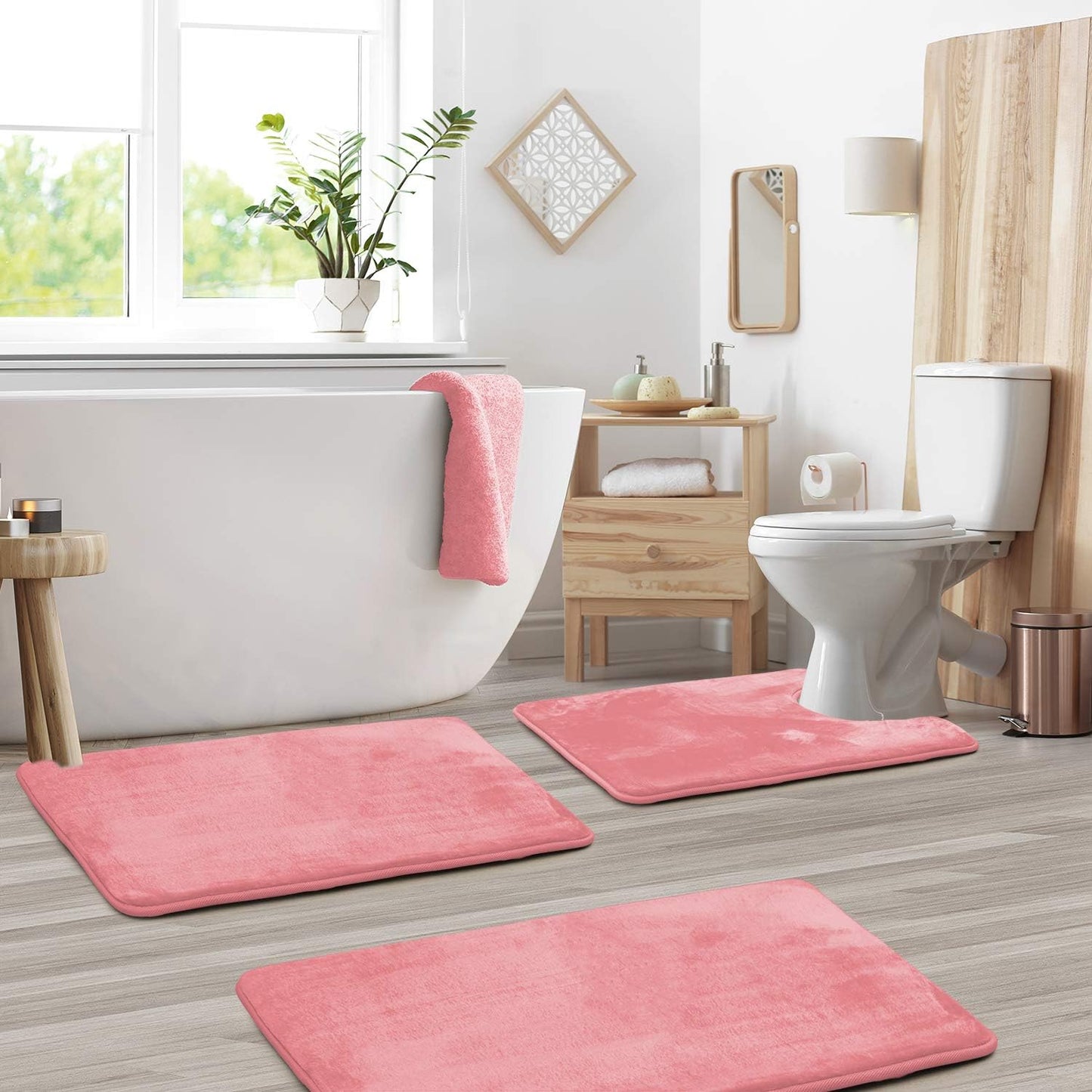 Plush Memory Foam Bathroom Mat Set - 3 Piece Comfort Set