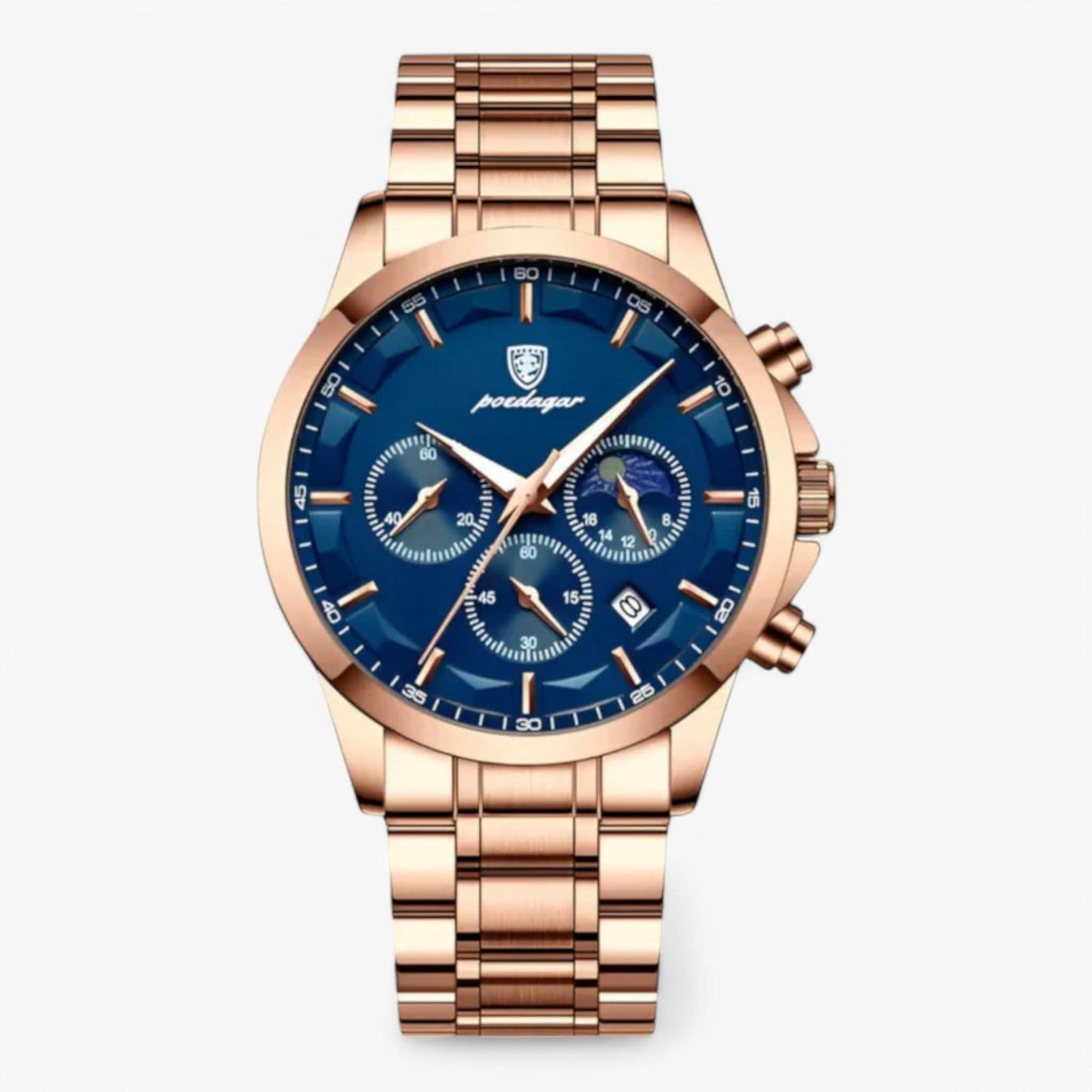 Classic Men's Brown Leather Chrono Watch - Halri