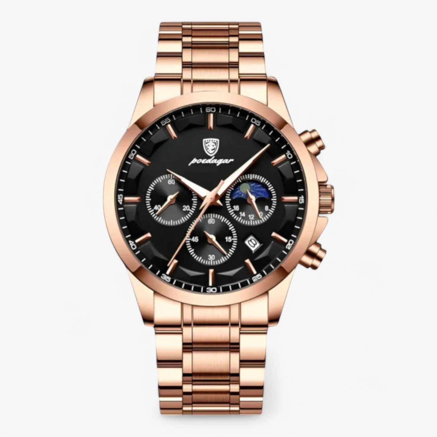 Classic Men's Brown Leather Chrono Watch