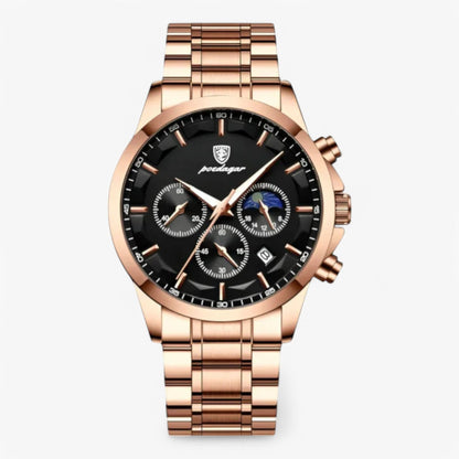 Classic Men's Brown Leather Chrono Watch