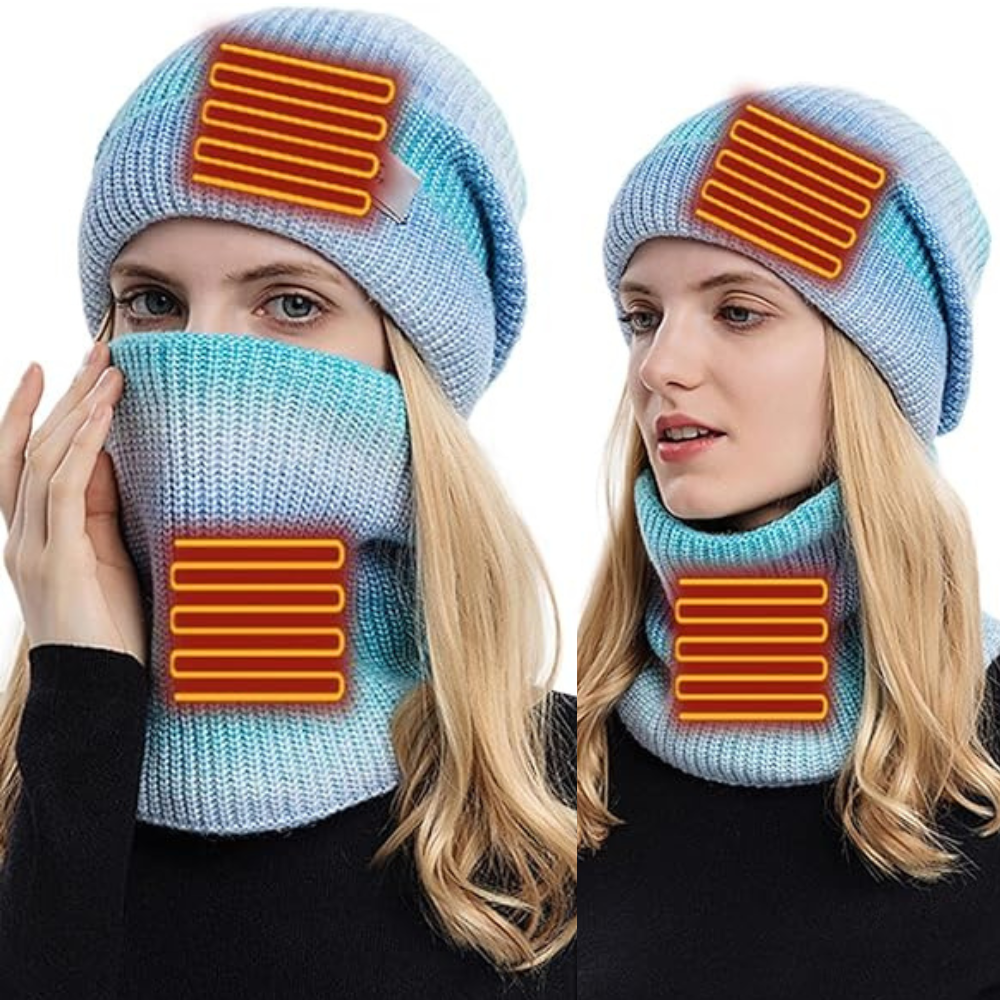 Warm Reversible USB Heated Beanie and Scarf Set - Halri