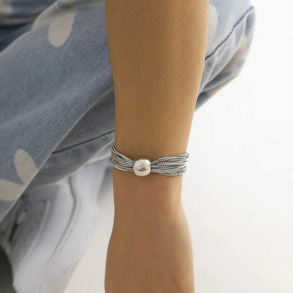 Luxury Layered Chain Ball Necklace and Bracelet Set