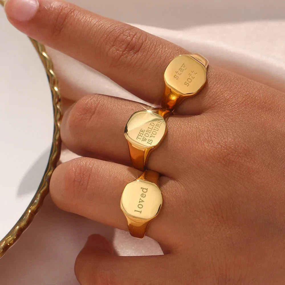 Inspirational Quote Engraved Silver Rings - Halri