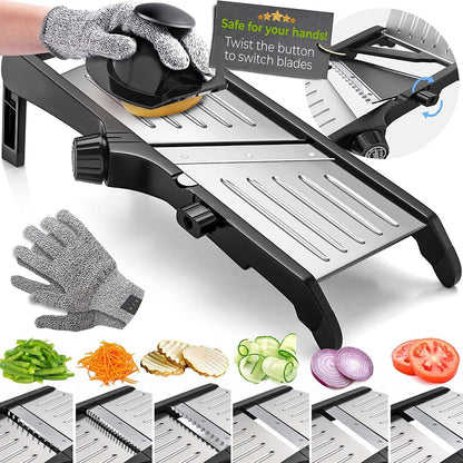 Professional Kitchen Food Slicer with Safety Gloves