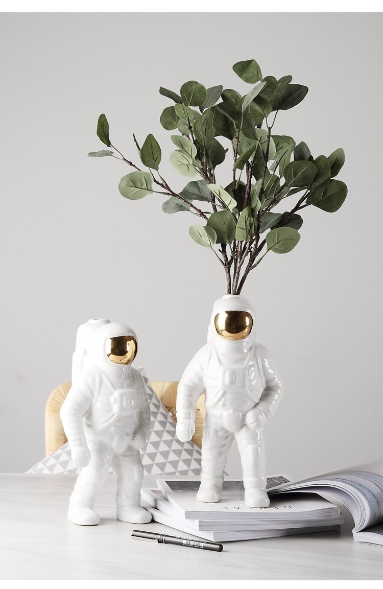 Space Theme Glass Flower Vase Decor