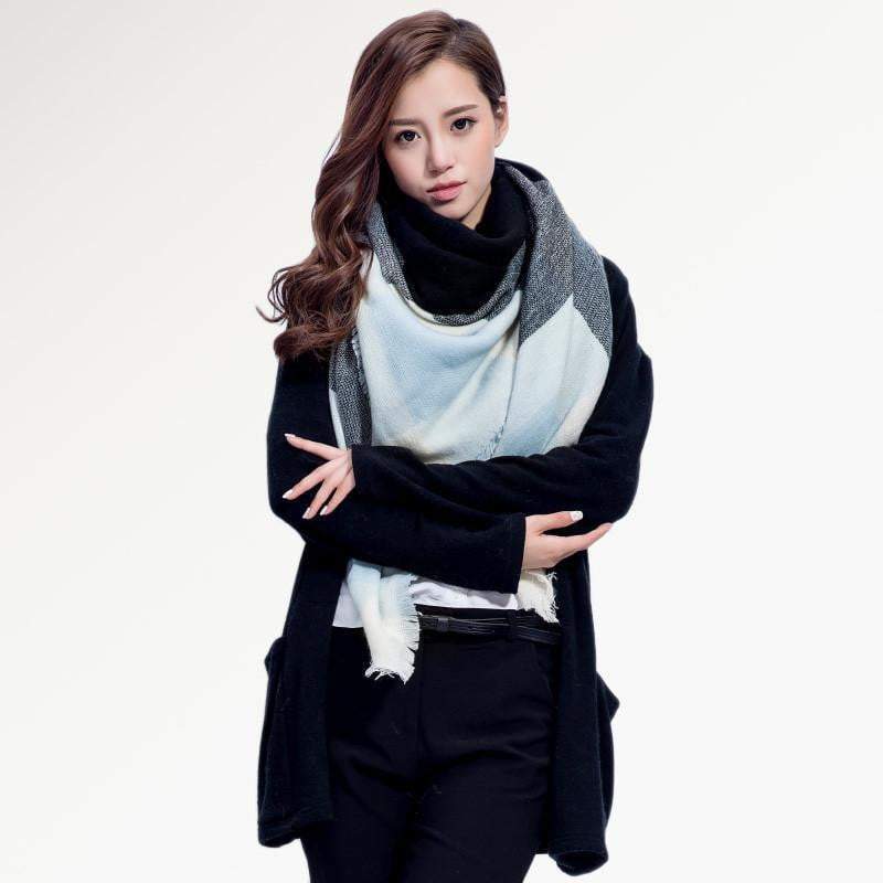 Warm Plaid Knit Winter Scarf for Women