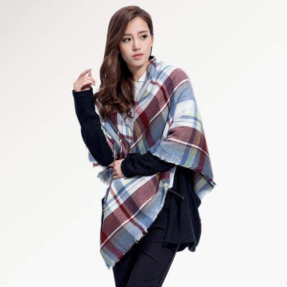 Warm Plaid Knit Winter Scarf for Women