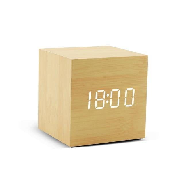 Rustic Wood LED Digital Alarm Clock