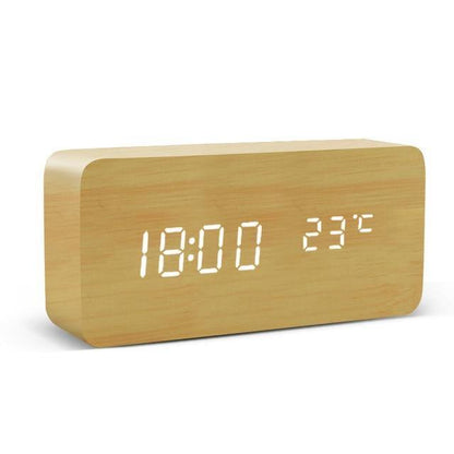 Rustic Wood LED Digital Alarm Clock