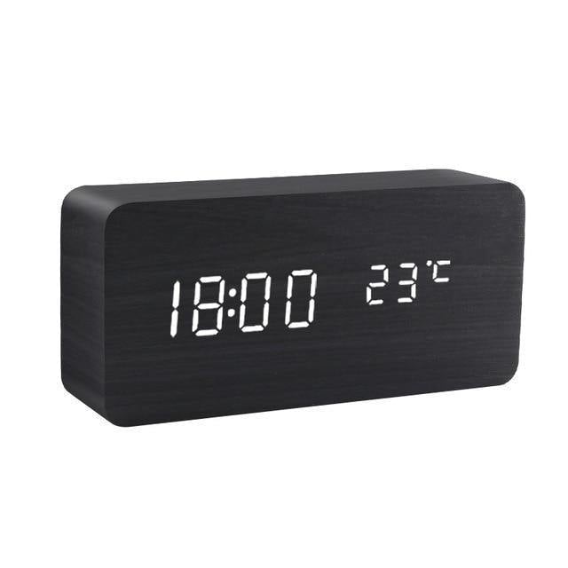 Rustic Wood LED Digital Alarm Clock