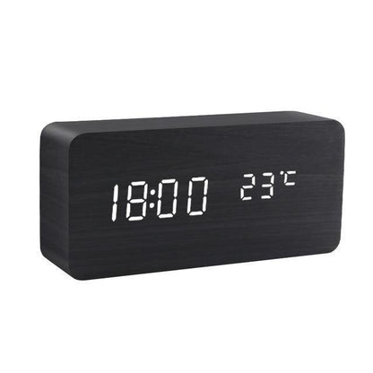 Rustic Wood LED Digital Alarm Clock