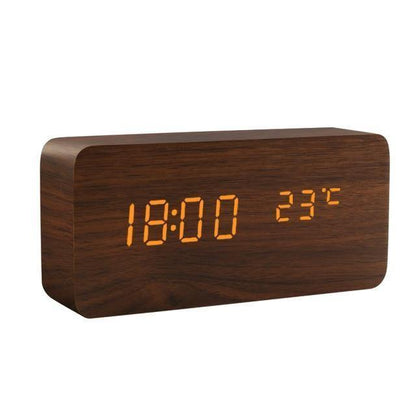 Rustic Wood LED Digital Alarm Clock