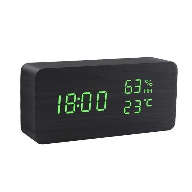 Rustic Wood LED Digital Alarm Clock