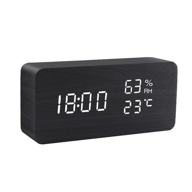 Rustic Wood LED Digital Alarm Clock
