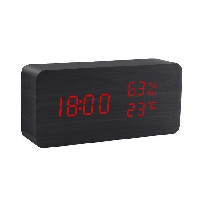 Rustic Wood LED Digital Alarm Clock