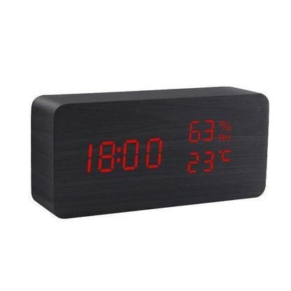 Rustic Wood LED Digital Alarm Clock