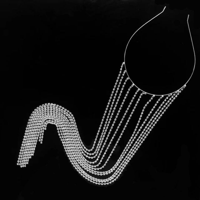 Glittering Crystal Encrusted Headband Chain - Halri