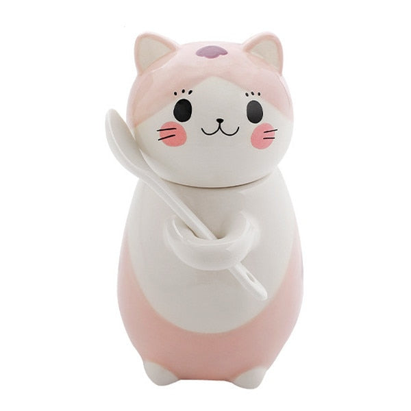 Adorable Kitty Ceramic Coffee Mug Set