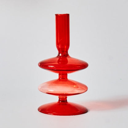 Colorful Red Glass Candle Holder & Vase Set - Halri