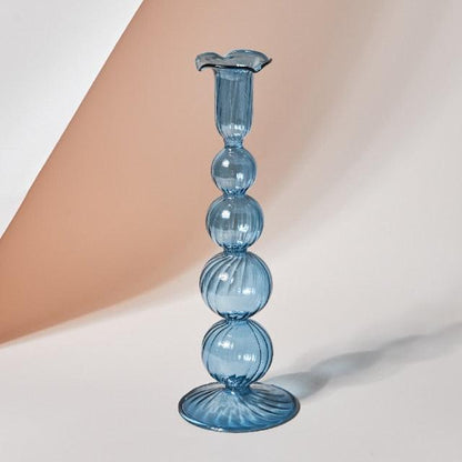 Soft Pink Glass Candle Holder Decorative Table Centerpiece