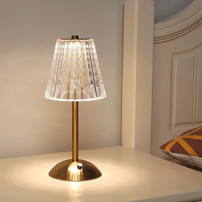 Luxury Glass Table Lamp with Sparkling Crystal Shade