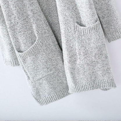 Cozy Grey Oversized Knitted Cardigan Sweater - Halri