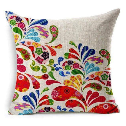 Colorful Bird Tree Life Pattern Throw Pillow Cover