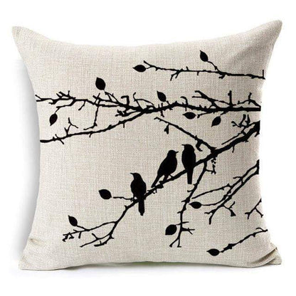 Colorful Bird Tree Life Pattern Throw Pillow Cover