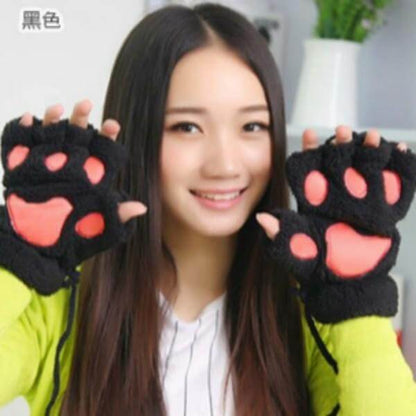 Warm Women's Bear Claw Fingerless Gloves - Halri
